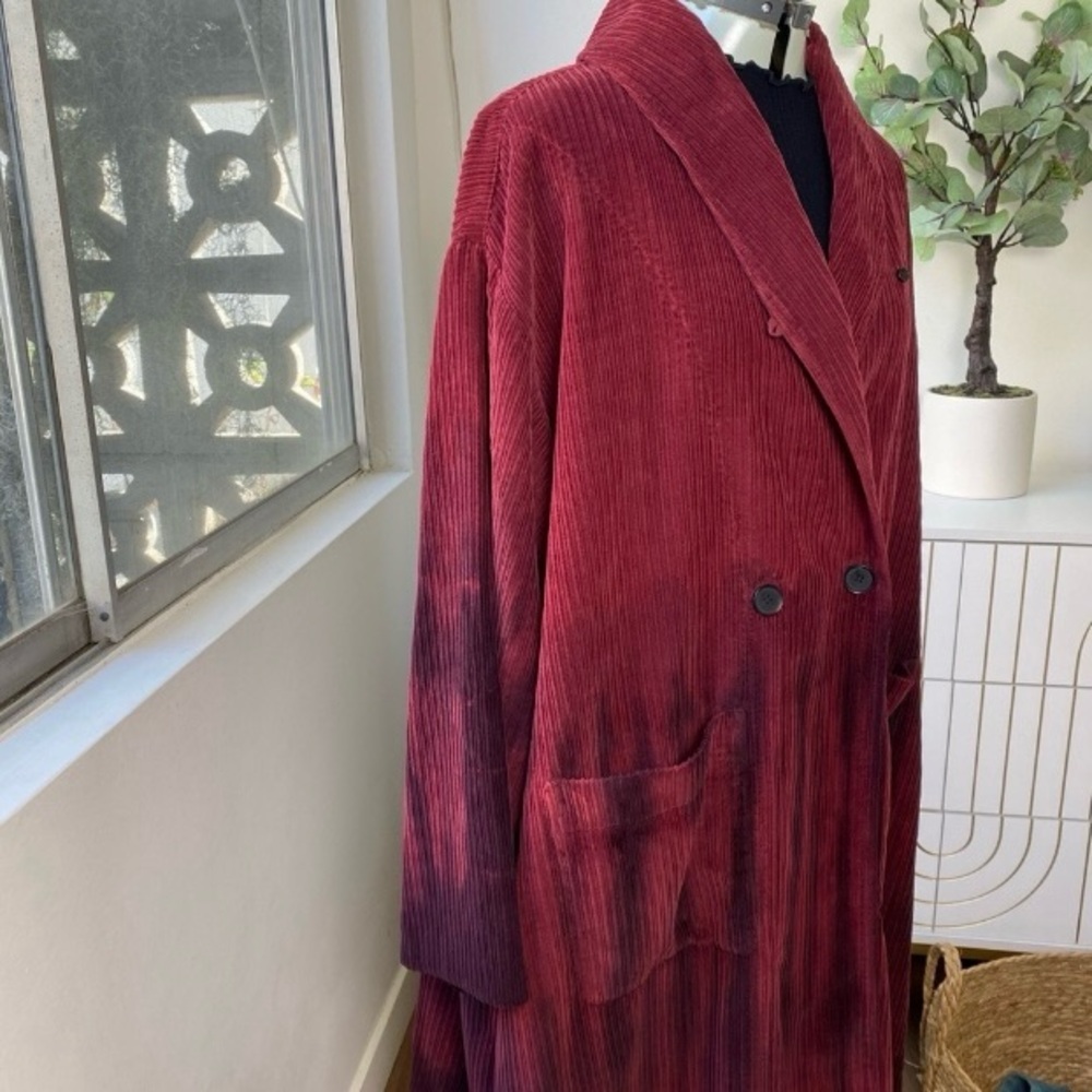 Raquel Allegra Rancho Ombre Wide-Wale Corduroy Swing Coat S Burgundy NWT - Picture 3 of 10